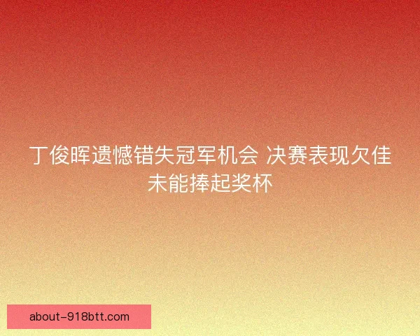 丁俊晖遗憾错失冠军机会 决赛表现欠佳未能捧起奖杯